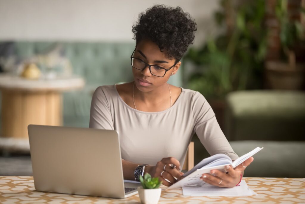 black woman at computer